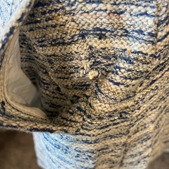 Loft Tweed Mini Skirt Pockets Textured Blue White Career Casual Size XS - Picture 4 of 8